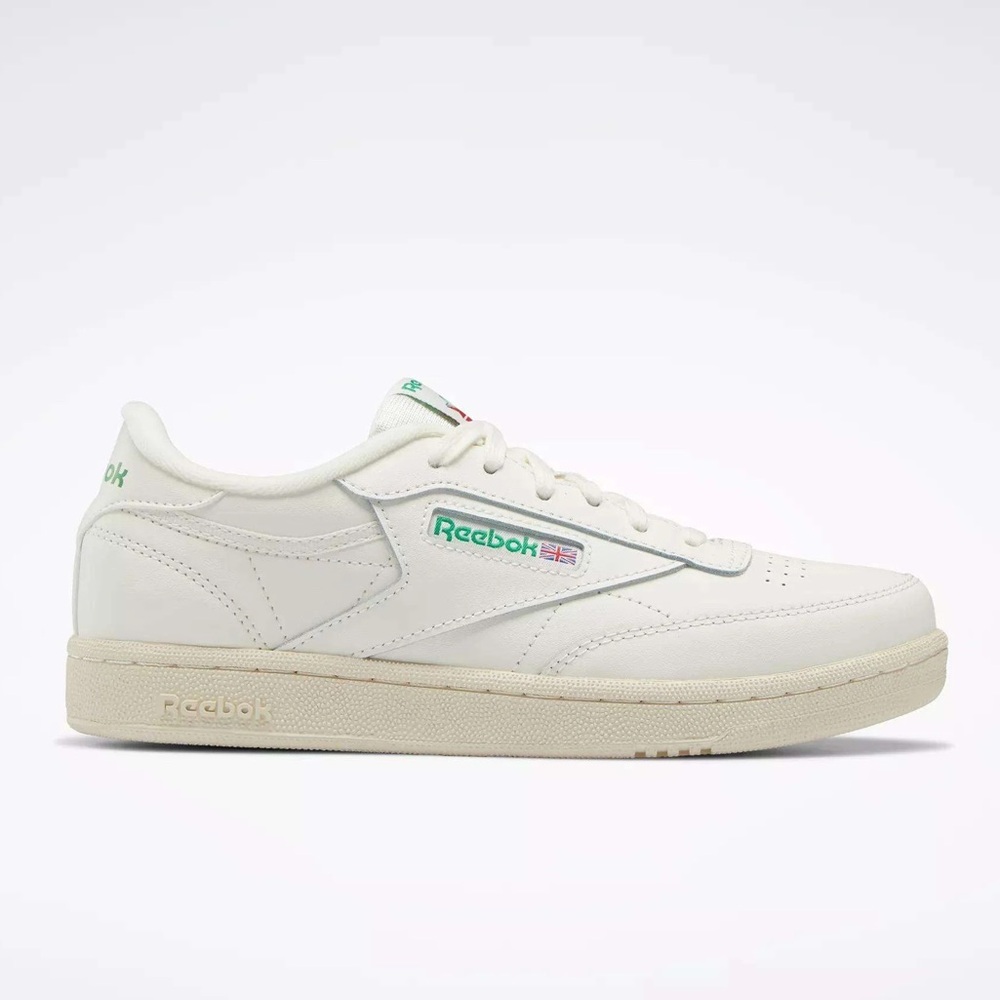 Reebok Chalk and Green Club C Sneakers